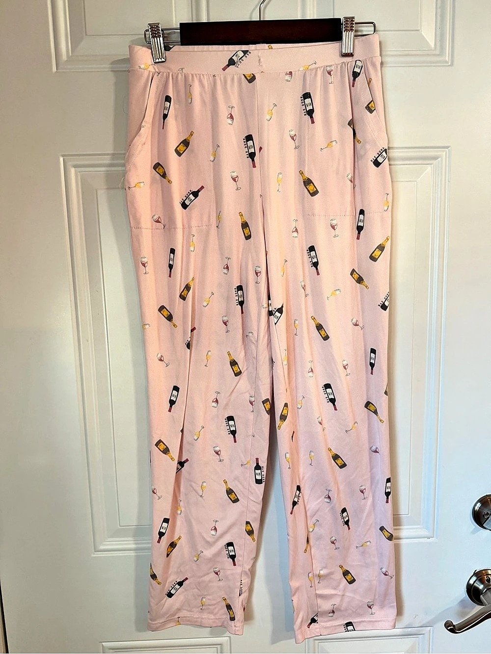 Rae Dunn Pajama Pants Wine Bottle in Pink Size Small